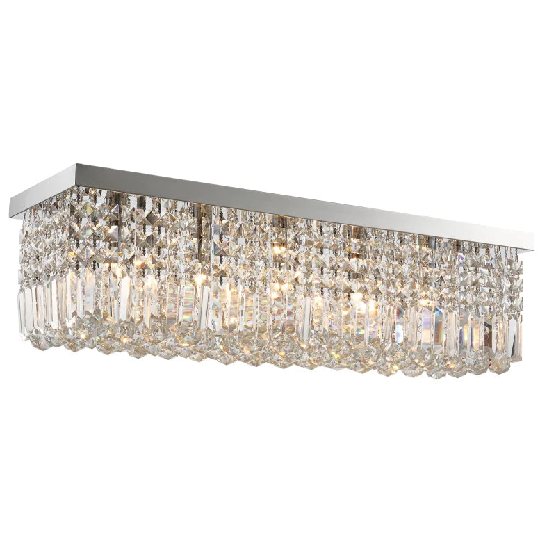Silver Crystal Chandelier, Modern E14 Ceiling Light, 80x25x23cm