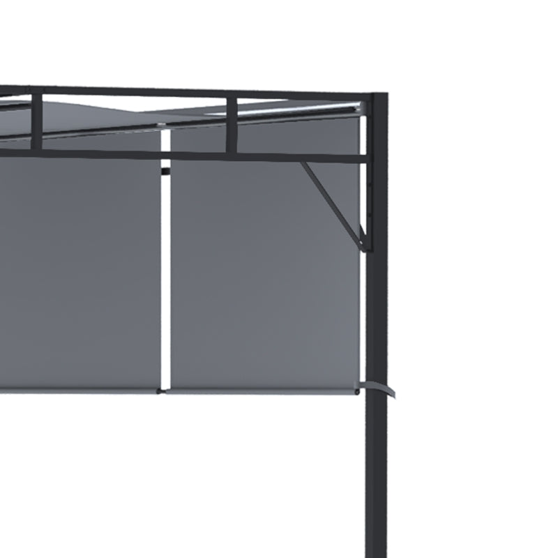Steel Frame Pergola Gazebo with Retractable Roof, Garden Sun Shade Shelter for Patio, 3x3m