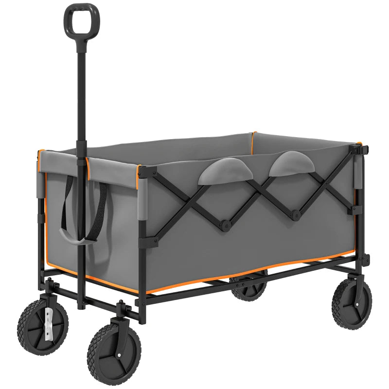 Heavy Duty Folding Festival Trolley with Tailgate, Adjustable Handle & Carry Bag for Beach Picnic – 160L