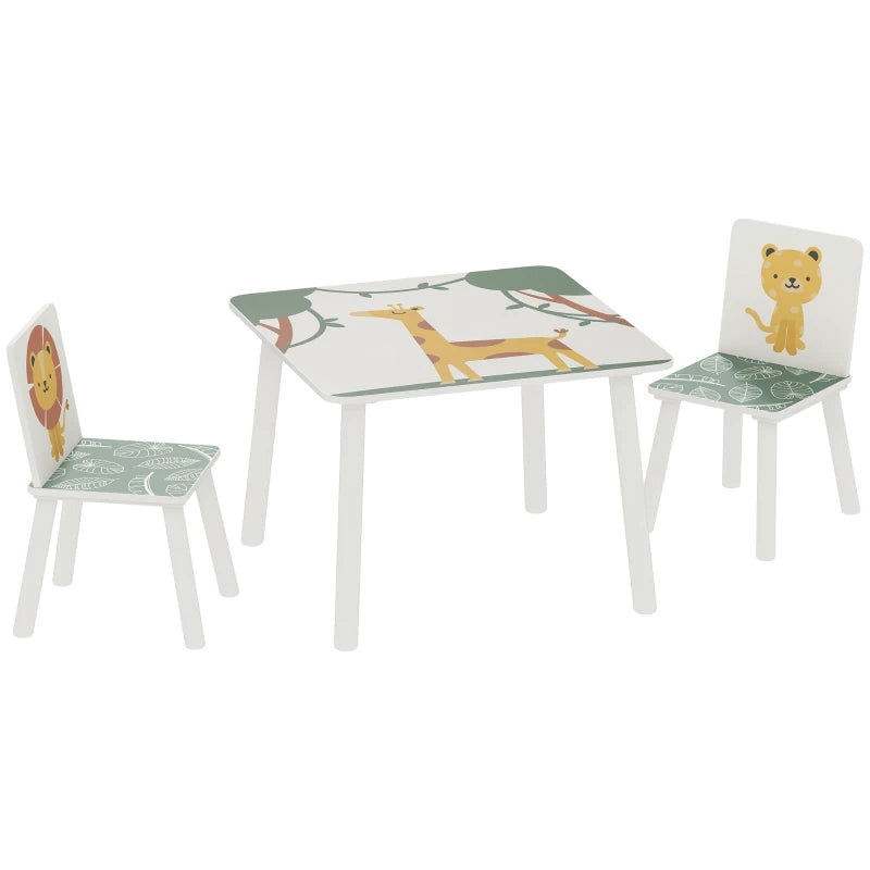 3-Piece Kids Table and Chair Set – Green Nursery Playroom