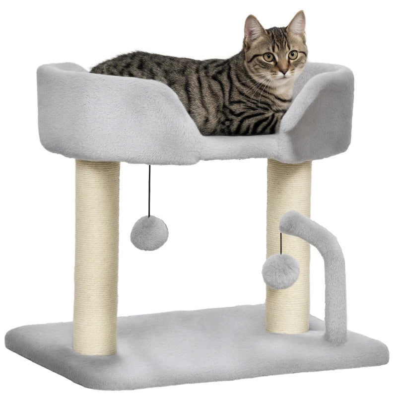 Light Grey 42cm Cat Tree with Sisal Post and Toys
