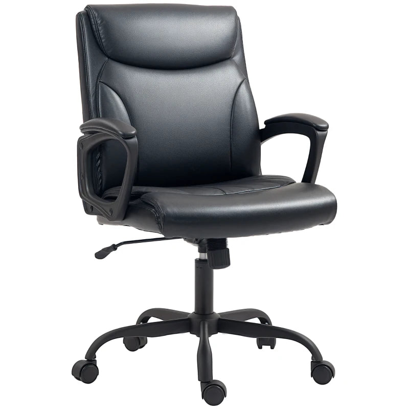 Black Desk Chair – Swivel, Tilt Function, Faux Leather