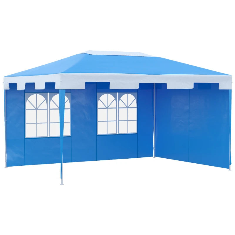Blue Outdoor Marquee Tent with Sidewalls – Garden Gazebo for Patio Events, 3 x 4m