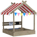 Durable Outdoor Wooden Sandbox with Blackboard, Sink, Toys & Seating for Ages 3-7