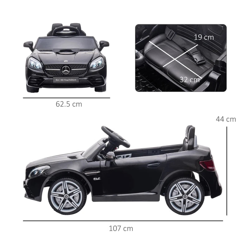 Benz SLC 300 Licensed 12V Kids Electric Ride-On with Remote, Horn & Music - Black