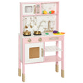 Play Kitchen with Oven, Microwave, Sink & Pretend Cooking Accessories for Kids, Pink