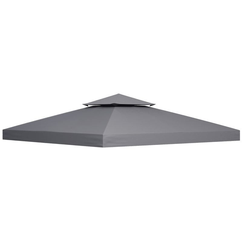 Deep grey double tier canopy top cover for gazebo replacement, durable 3m roof