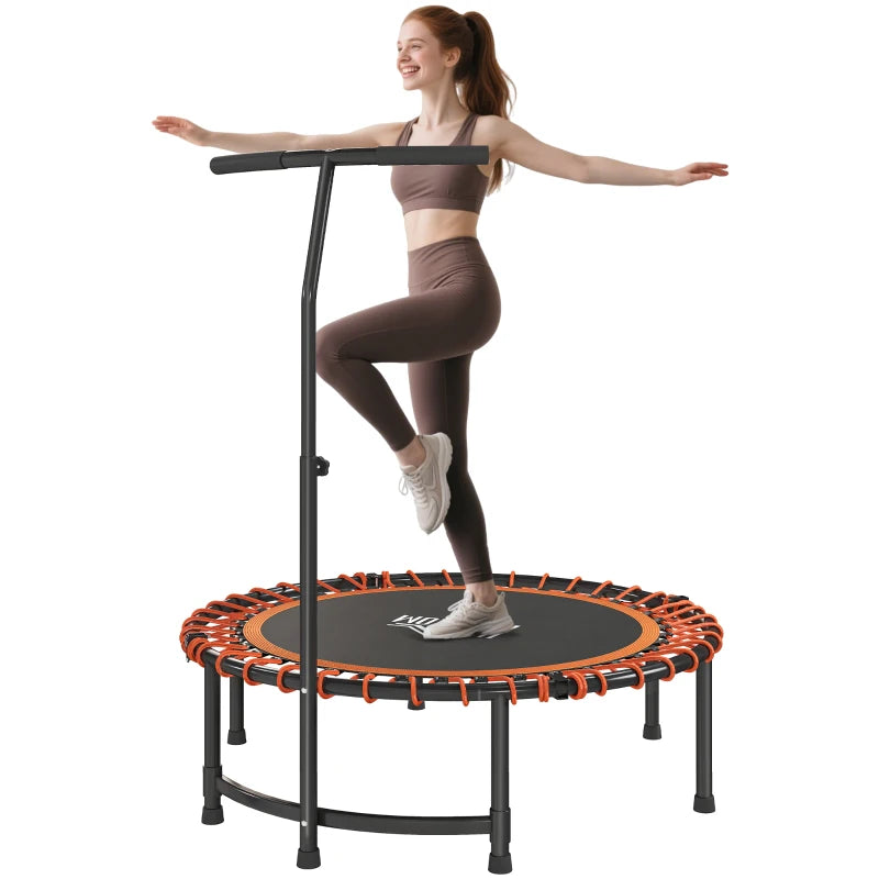 Mini Round Steel Frame Trampoline – Orange with Adjustable Handle