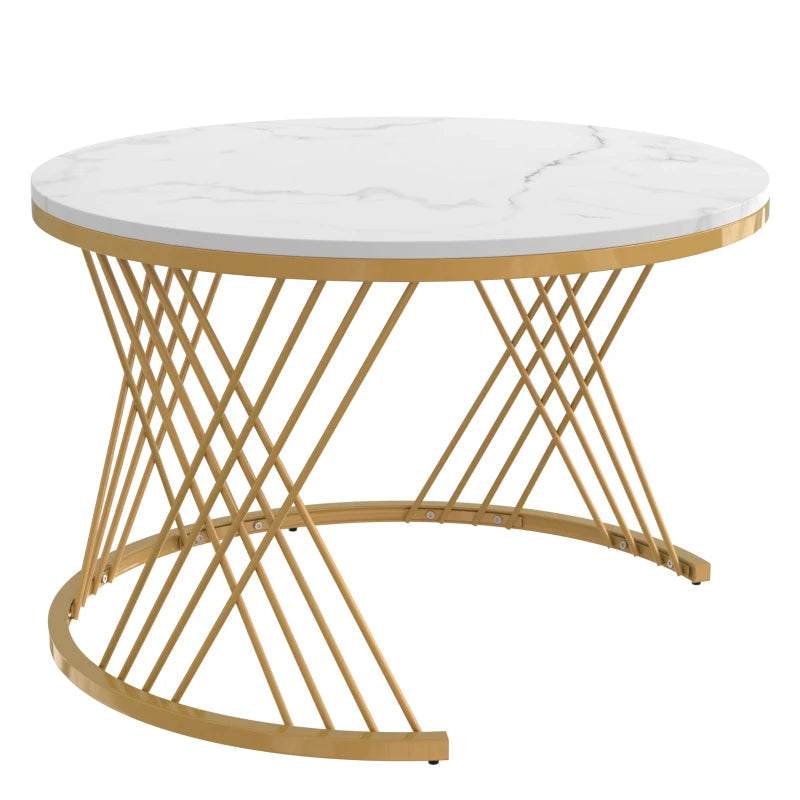 Luxury 2-in-1 Marble Coffee Tables with Storage Drawers & Gold Iron Legs