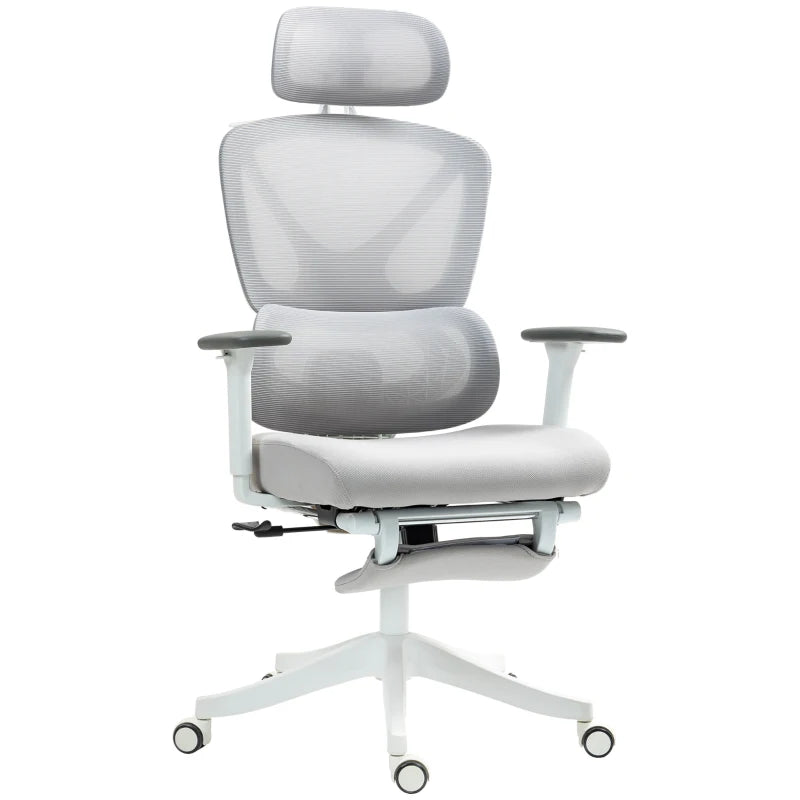 Grey Office Chair with Ergonomic Design & Adjustable Height