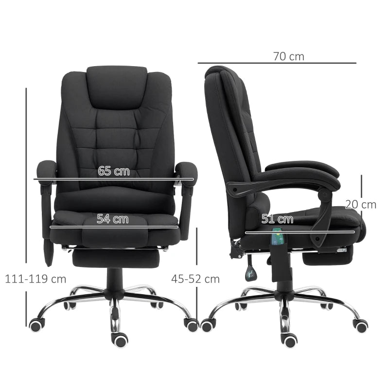 Office Chair with 6-Point Massage & Heat, Adjustable, Black