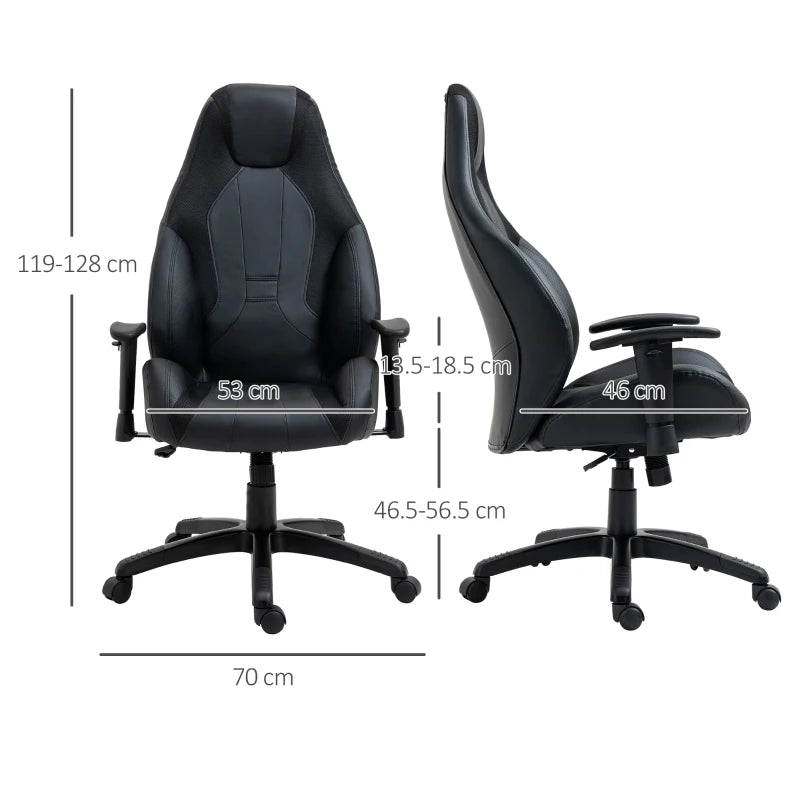 Black Racing Style Gaming Chair – Adjustable Height, Armrests & Swivel Wheels