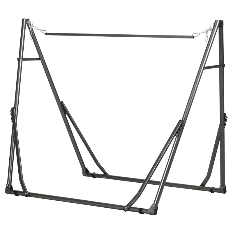 Portable Foldable Hammock Stand with Clothes Drying Rack Metal Frame for Patio Garden