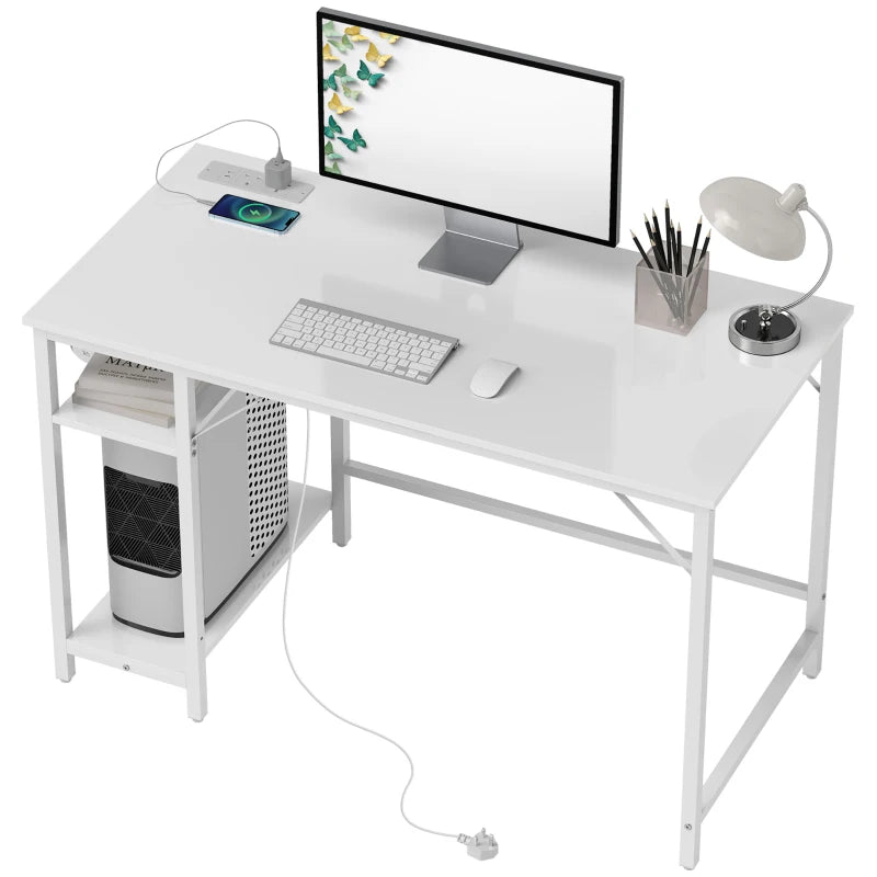 Home Office Desk – White, Power Socket Included