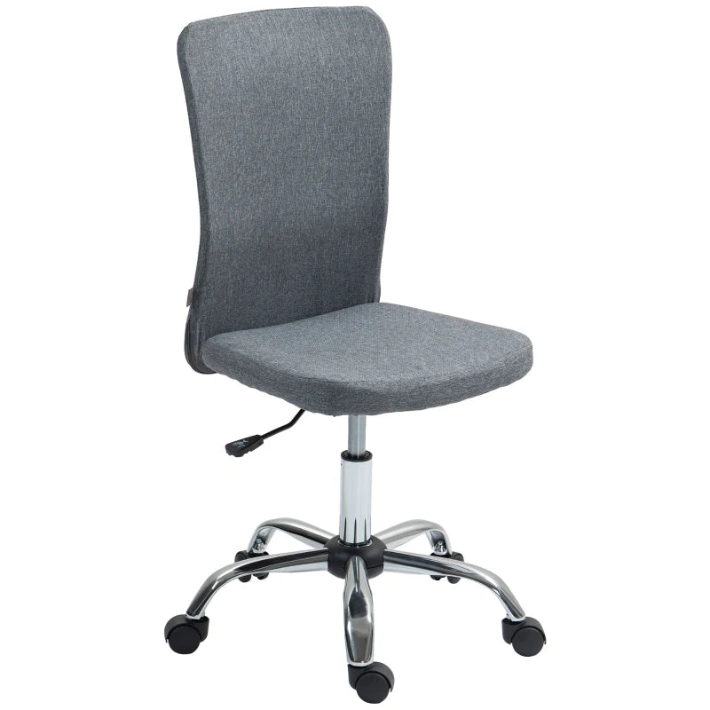 Grey Armless Swivel Office Chair with Wheels
