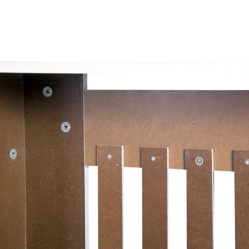 Slatted Radiator Cover Cabinet in White, MDF Lined Grill, 78x19x81 cm