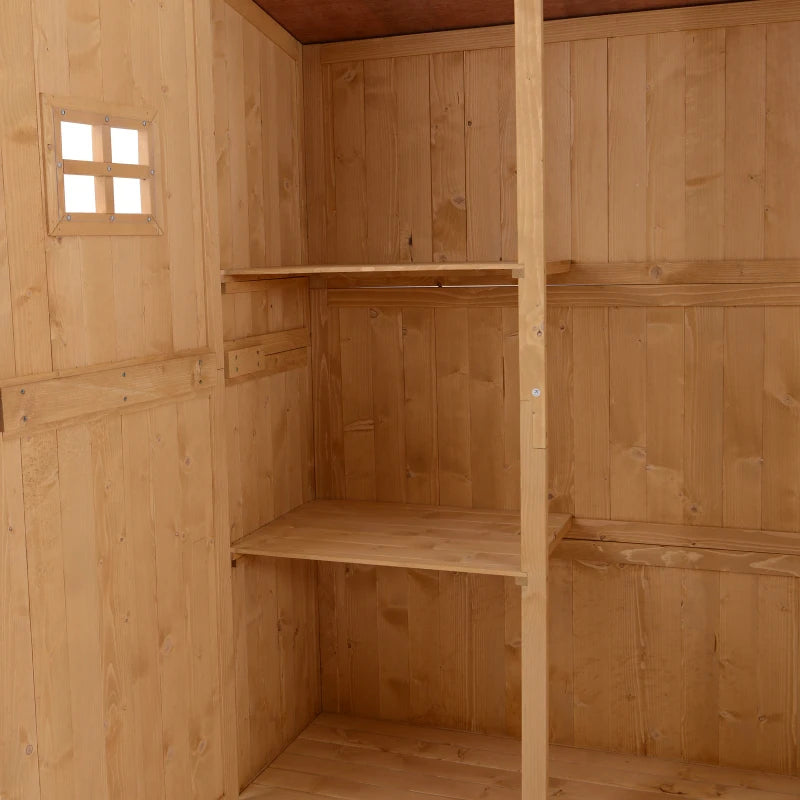Wooden Garden Shed with Windows & Double Doors, Outdoor Tool Storage, 127.5x50x164 cm