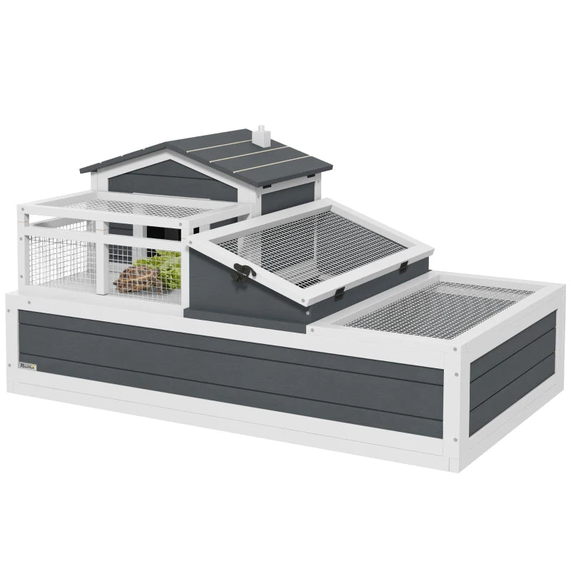 Tortoise House 2 Stories, 3 Rooms with Openable Roof & Balcony – Grey