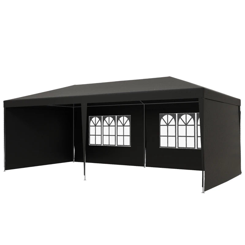 Patio Gazebo with Semi-Open Design and Dark Grey Frame for Outdoor Use, 2.95 x 5.83m