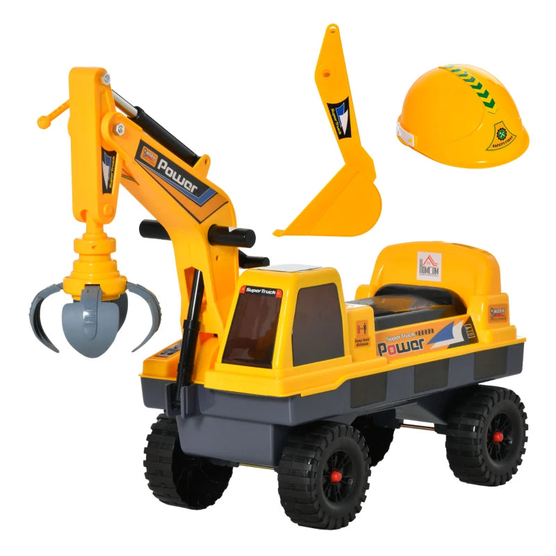 Excavator Ride-On Toy 2-in-1 with Detachable Buckets, Music & Lights for 2-3 Years