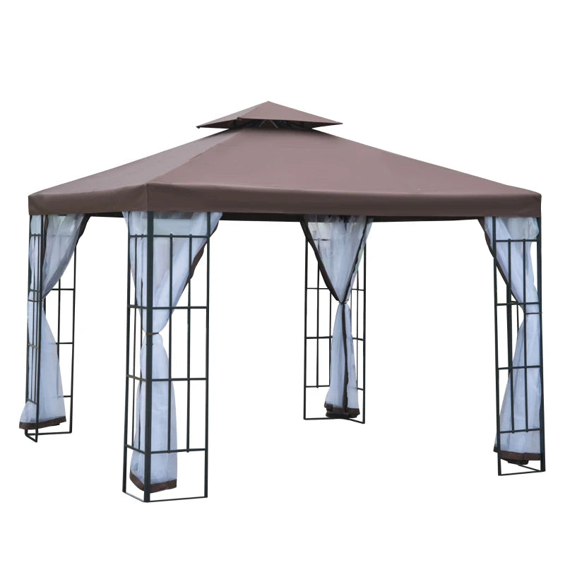Stylish Garden Pavilion Tent Shelter with Mosquito Net and Steel Frame 3x3m
