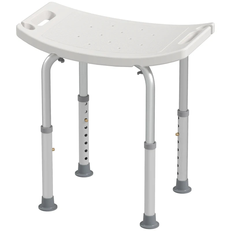 White Adjustable Bath Stool for Seniors with Non-Slip Feet