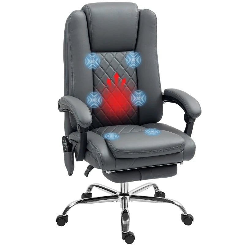 Light Grey Executive Chair with 6-Point Massage & Heat