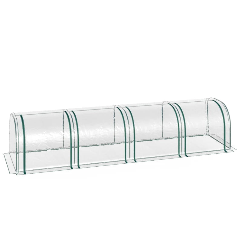 Clear PVC Tunnel Greenhouse with Steel Frame and Zipper Doors – 395x100x80cm