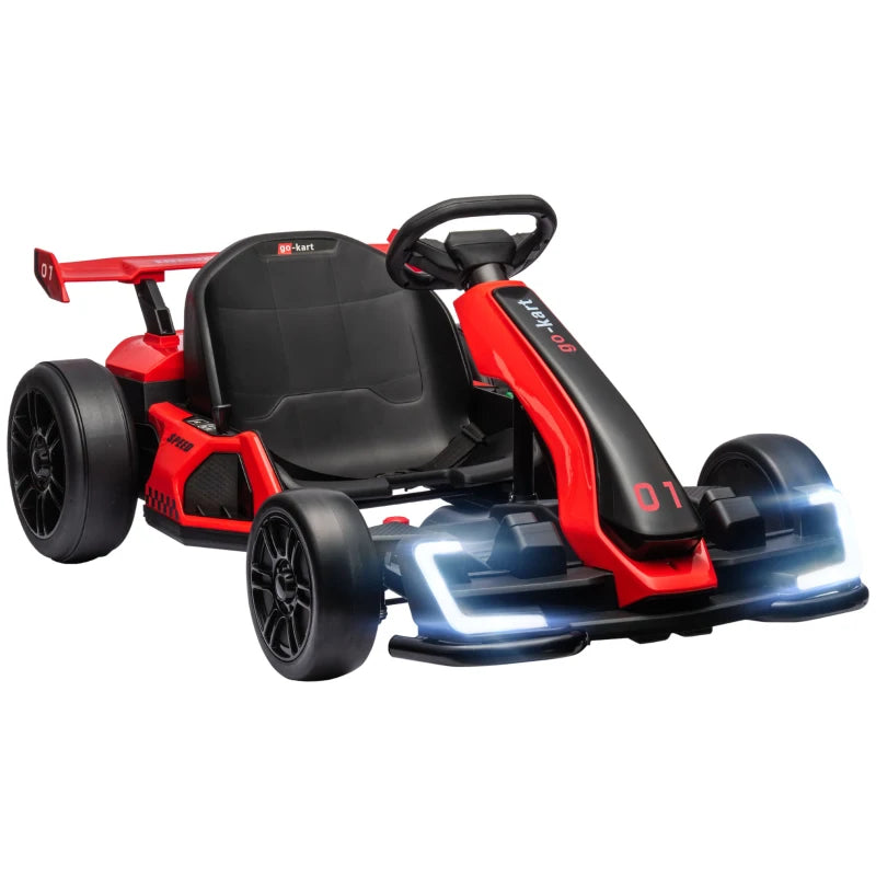 Electric Go Kart for Kids Ages 6-12 – 24V Battery, Adjustable Seat, Red Finish