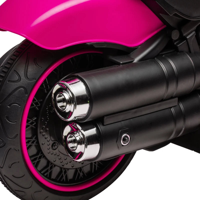 Kids 6V Electric Motorbike with Training Wheels & Easy One-Button Start - Pink
