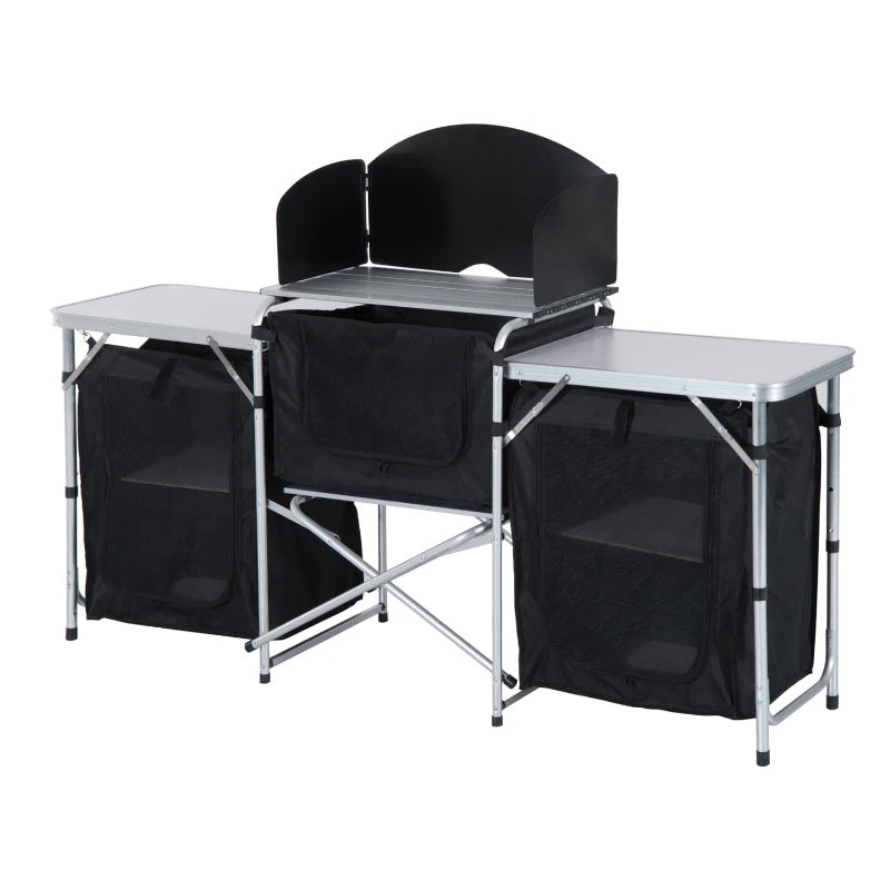 Portable Camping Kitchen with Heat-Resistant Tabletops & Bag