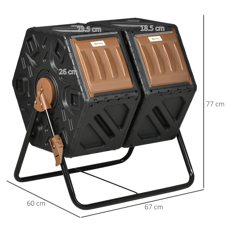 Efficient 130L Double Chamber Composter for Fast Organic Waste Breakdown – Black