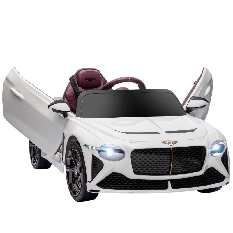 White 12V Bentley Bacalar Electric Ride-On Car for Kids with Remote Control