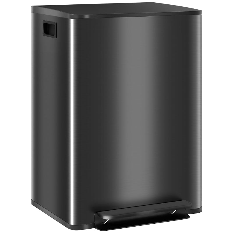 60L Black Kitchen Bin – Dual Compartments & Deodoriser Holders
