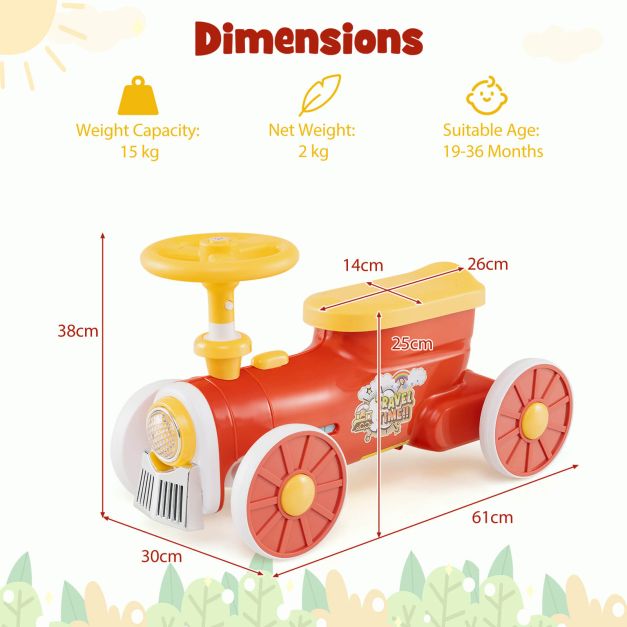 Kids Push Car Train with Sound Button & Storage