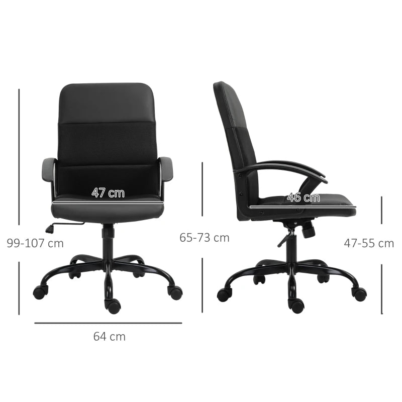 Black Office Chair with Mesh Back & Faux Leather Seat