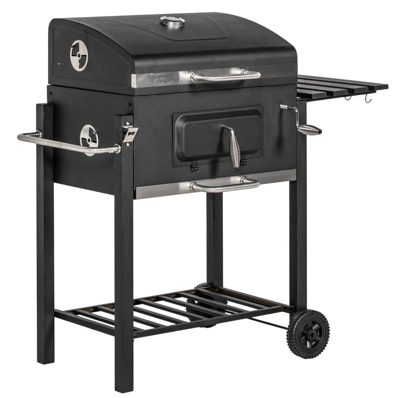 Durable Black Charcoal Grill with Adjustable Coal Pan for Customizable Cooking Heat