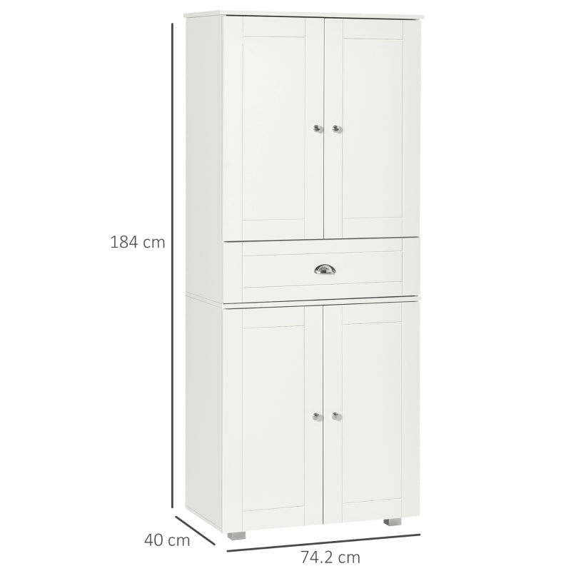 Freestanding Tall Kitchen Cabinet with Drawer & Adjustable Shelves