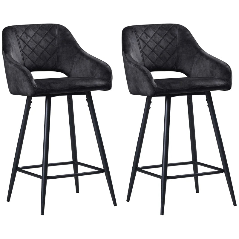 Grey Velvet Bar Stools Set of Two – Soft Upholstery & Sleek Style