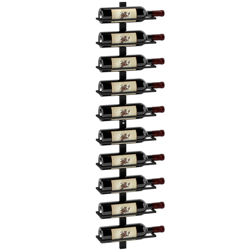 Steel Wine Rack – 10-Tier Wall Mount Display for Kitchen or Home Bar