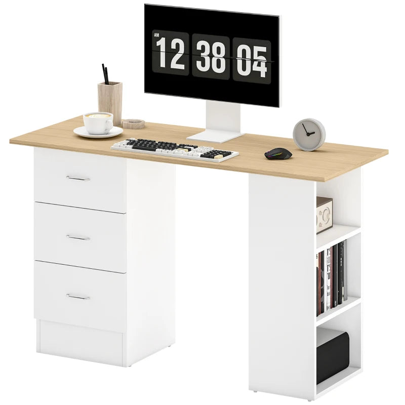 Home Office Desk with 3 Shelves & Drawers