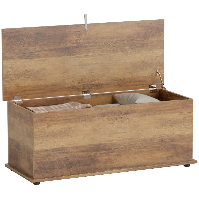 Trunk 113L – Flip-Top Storage Chest with Hinges, Brown Wood Grain