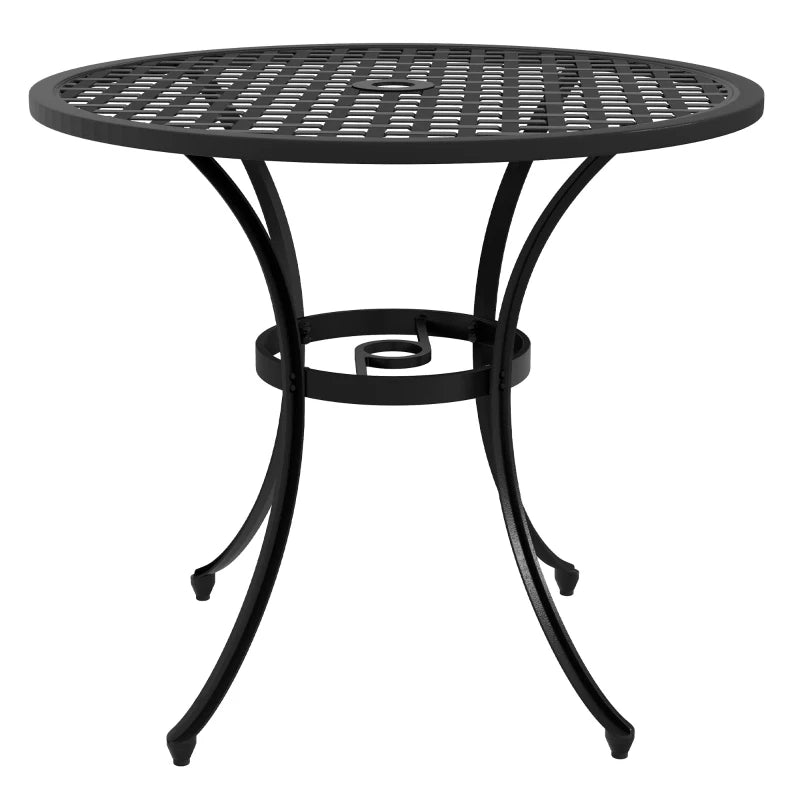 Round Aluminium Outdoor Table with 50mm Parasol Hole, Durable & Weather-Resistant