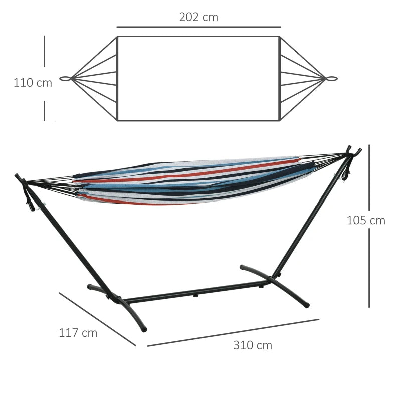 Camping Hammock with Stand and Carry Bag Adjustable Height, 120kg Load Capacity