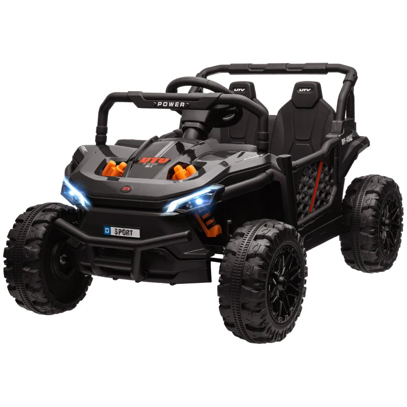 Black 12V Kids Ride-On Truck with Remote, 4 Suspension Wheels, Music & USB Port
