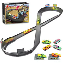 VATOS Crash Racers Track Set Rechargeable Cars Fast & Furious Racing for Kids