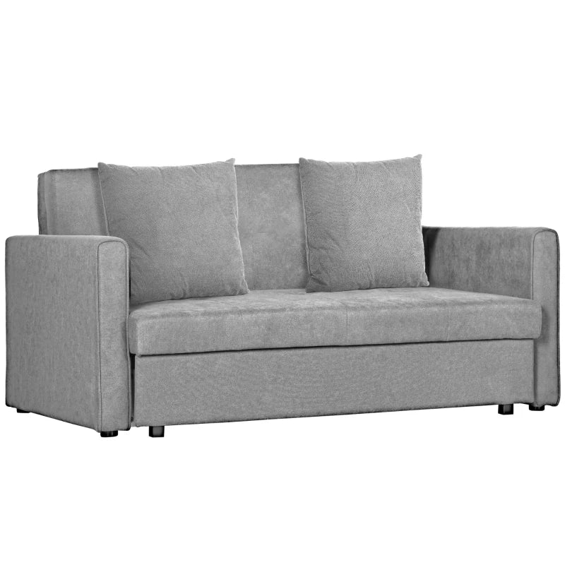 Grey Velvet Loveseat Sofa Bed with Hidden Storage & Cushions