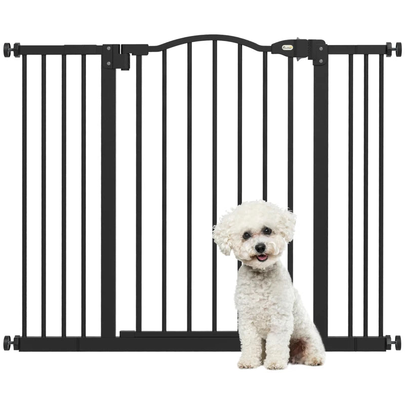 Black Metal Pet Gate 74-100cm Wide with Auto-Close Feature