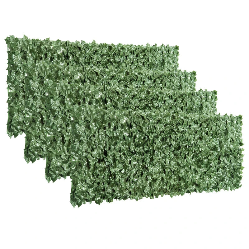 Dark Green Artificial Leaf Hedge Privacy Fence Panels for Garden & Outdoor Use, 2.4M x 1M