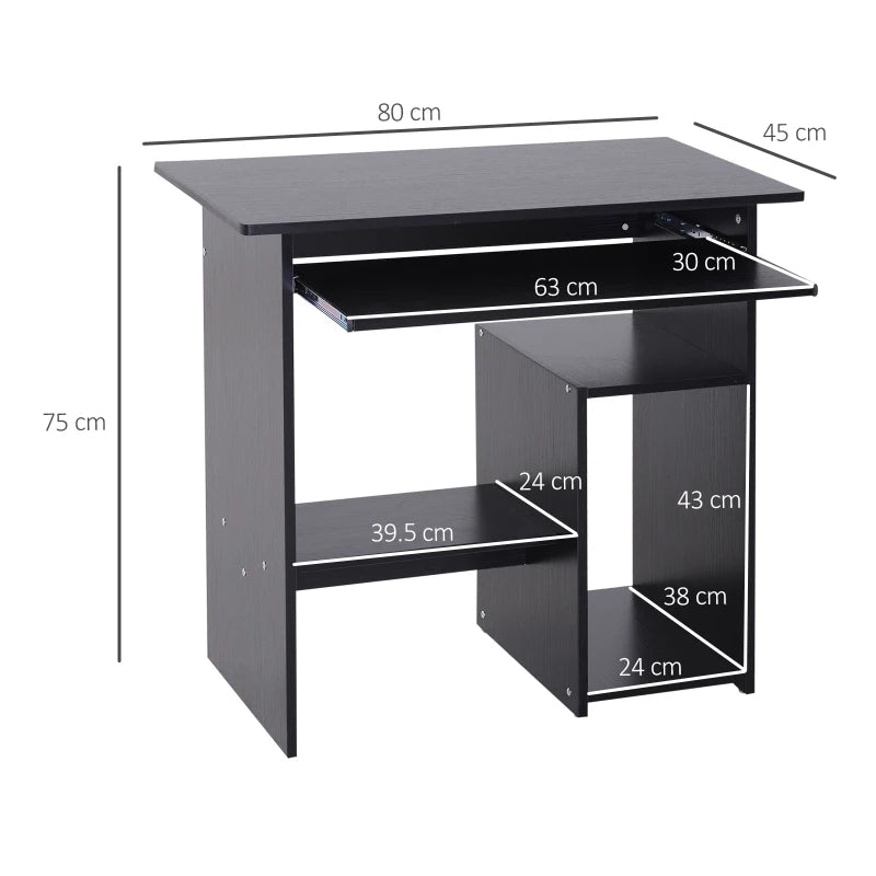 Modern Corner Computer Desk – Compact Table with Keyboard Tray, Black